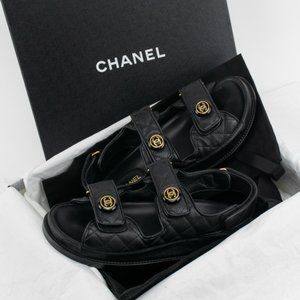 Chanel 10B Caviar 'Dad' Sandals